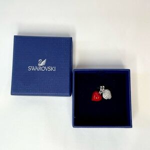 Swarovski Double Heart Crystal Charm – Convertible Red & Silver Crystal Design